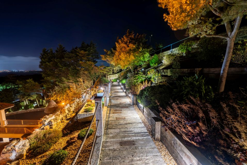 A Carrigkeal garden path lit up at night. Photo: Barbara McCarthy